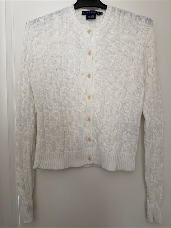 Ralph Lauren Sweaters - Ralph Lauren White Cable-Knit Button Front Cardigan
